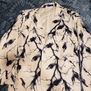 Size 1X  custom blazer feathers and lightning one of a kind navy and white